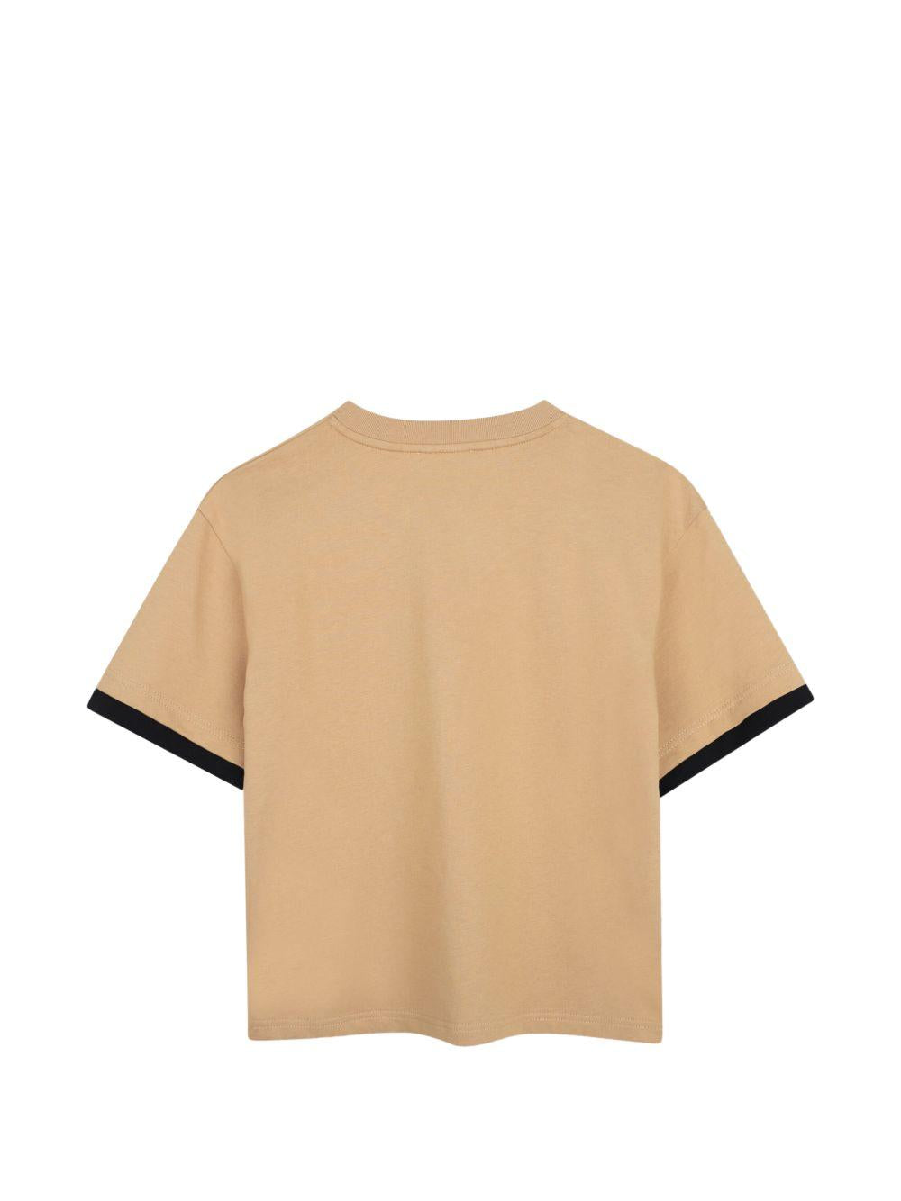 T-shirt per bambino Lanvin Enfant beige con bordi a contrasto N30430 276 LANVIN KIDS