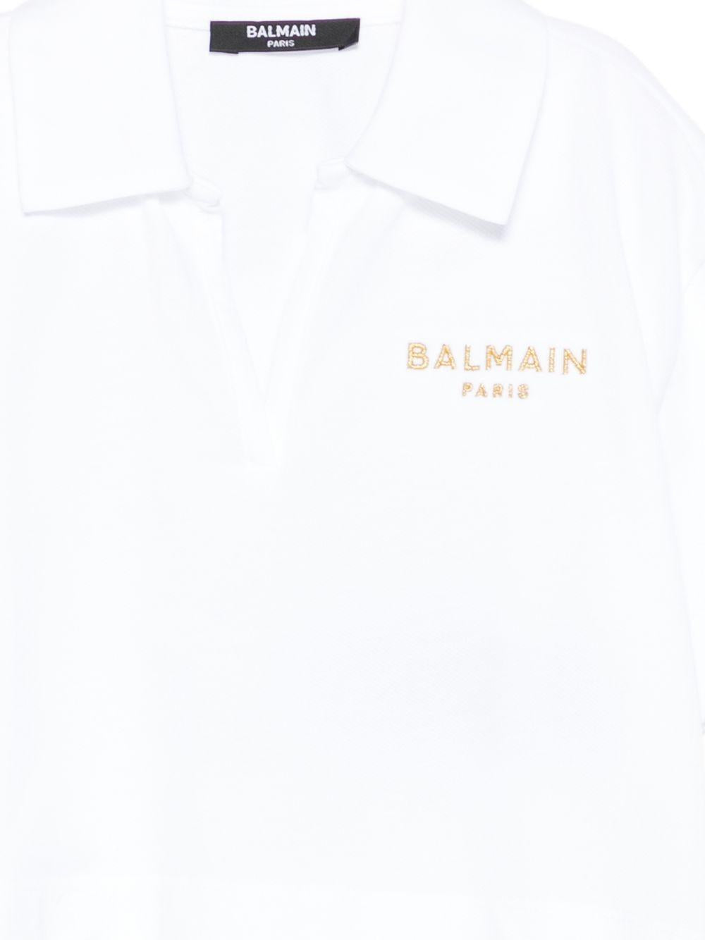 T-shirt per bambina Balmain Kids bianca con design crop BY8B31 Z3658 100BC BALMAIN KIDS
