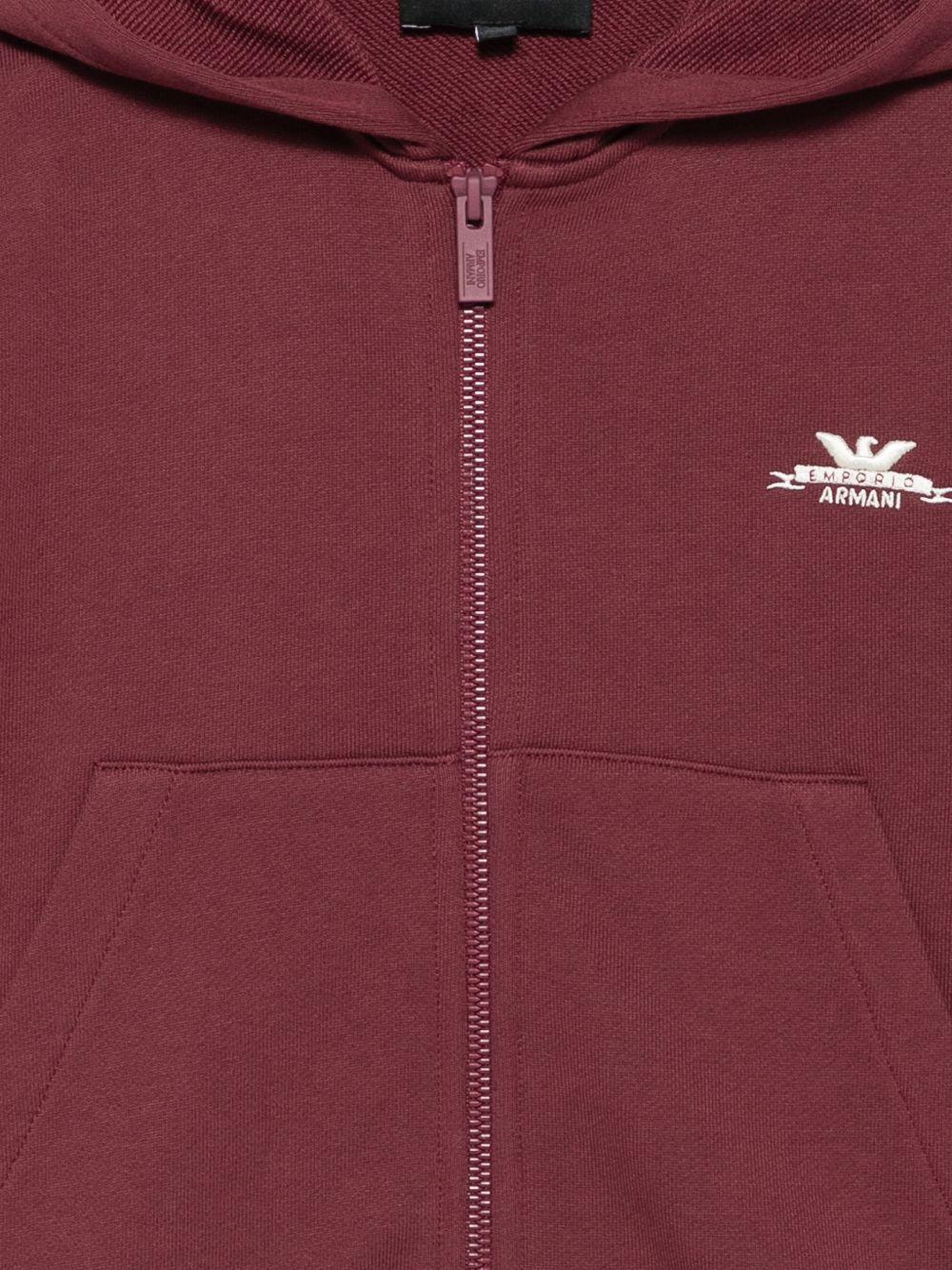 Felpa per bambino Emporio Armani Kids bordeaux con patch del logo sul retro EB001391 AF26020 UA343 EMPORIO ARMANI KIDS