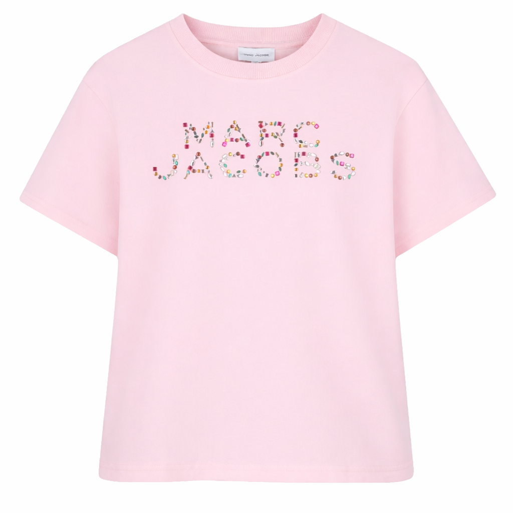T-shirt per bambina The Marc Jacobs Kids rosa con stampa logo W60746 475 THE MARC JACOBS KIDS