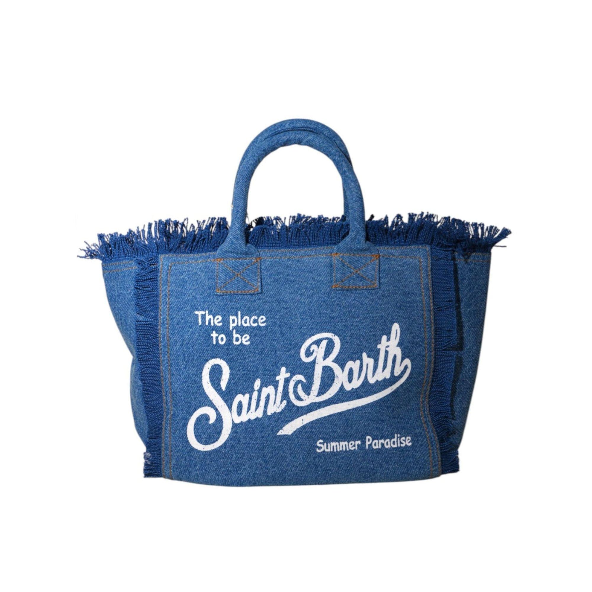 Borsa Colette MC2 Saint Barth denim con dettaglio frange COL0001 00009L MC2 ST. BARTH KIDS