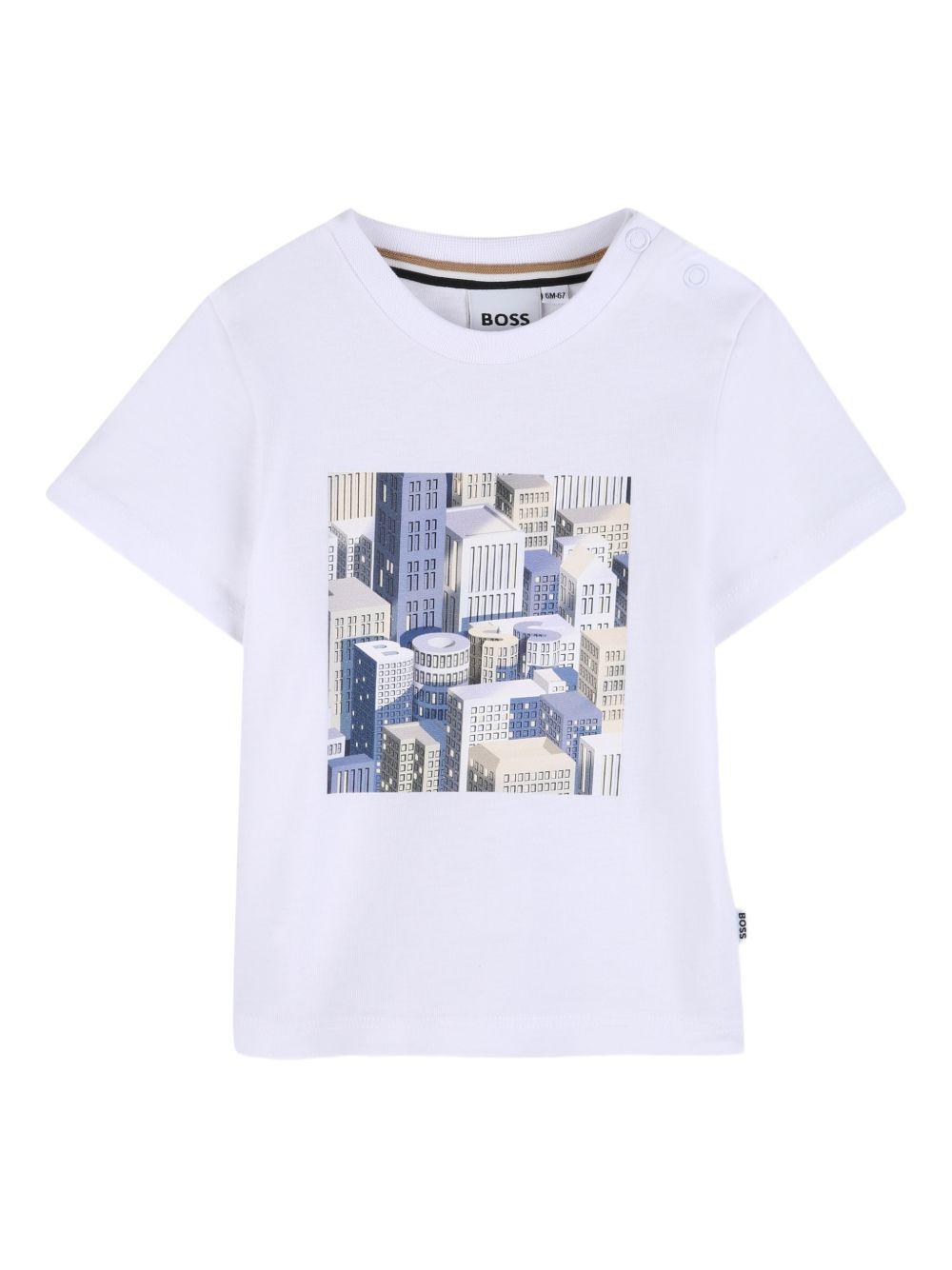 T-shirt per neonato Boss Kids con stampa grafica sul davanti J52886 10P BOSS KIDS