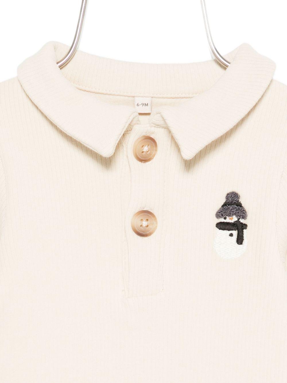 Tutina per neonato Donsje beige con ricamo pupazzo di neve 3042502 00004 DONSJE
