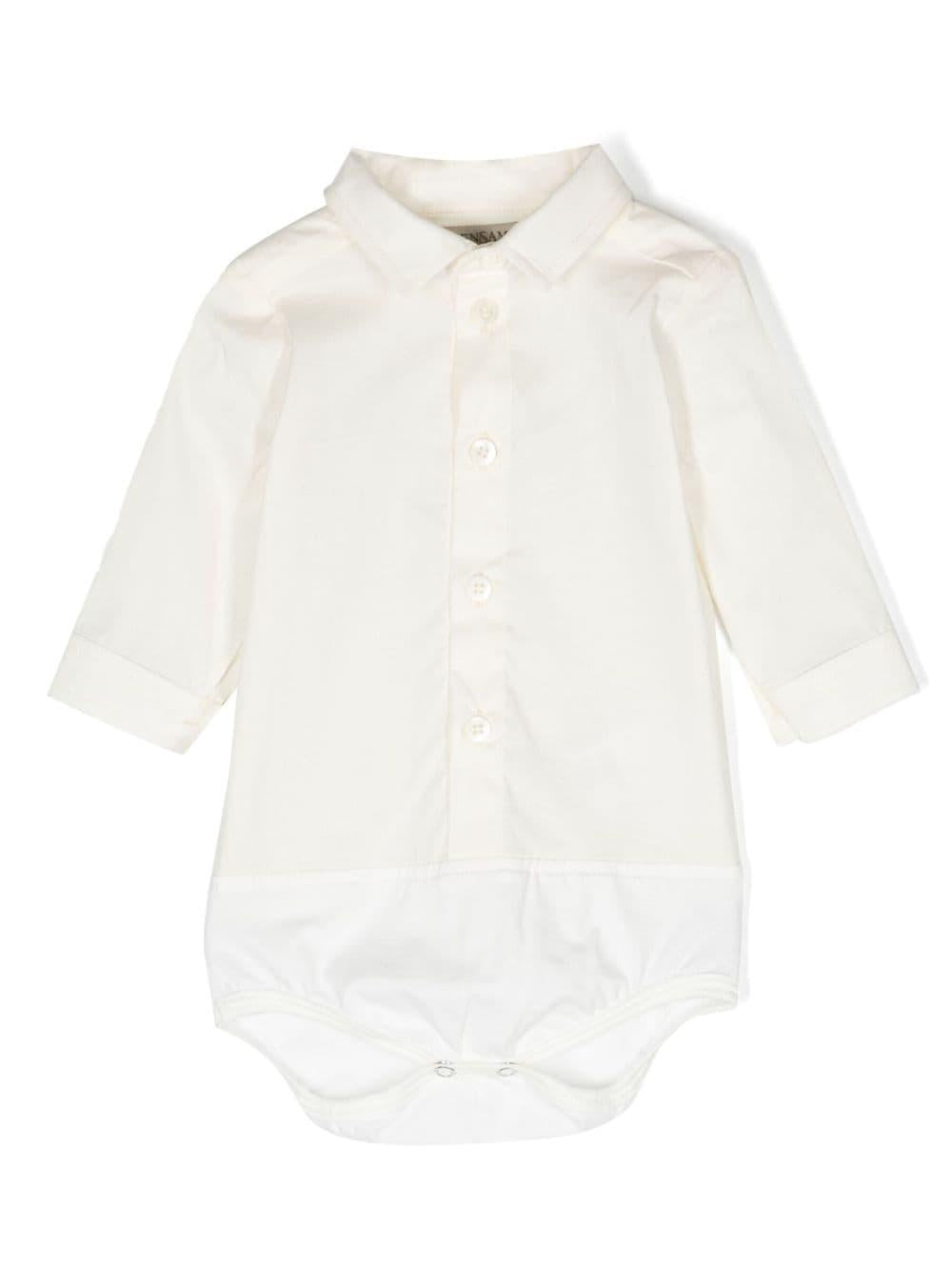 Camicia a body per neonati Gensami bianco con chiusura nascosta con bottoni a pressione BD01BTESS B GENSAMI