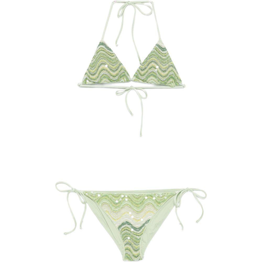 Bikini per donna MC2 Saint Barth verde a maglia a zigzag con paillettes VIR0001 01209L MC2 ST. BARTH