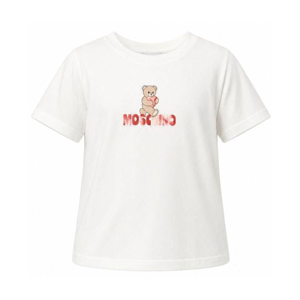 T-shirt da bambina Moschino Kids bianca con orsacchiotto HDM074LBA00 10063 MOSCHINO KIDS