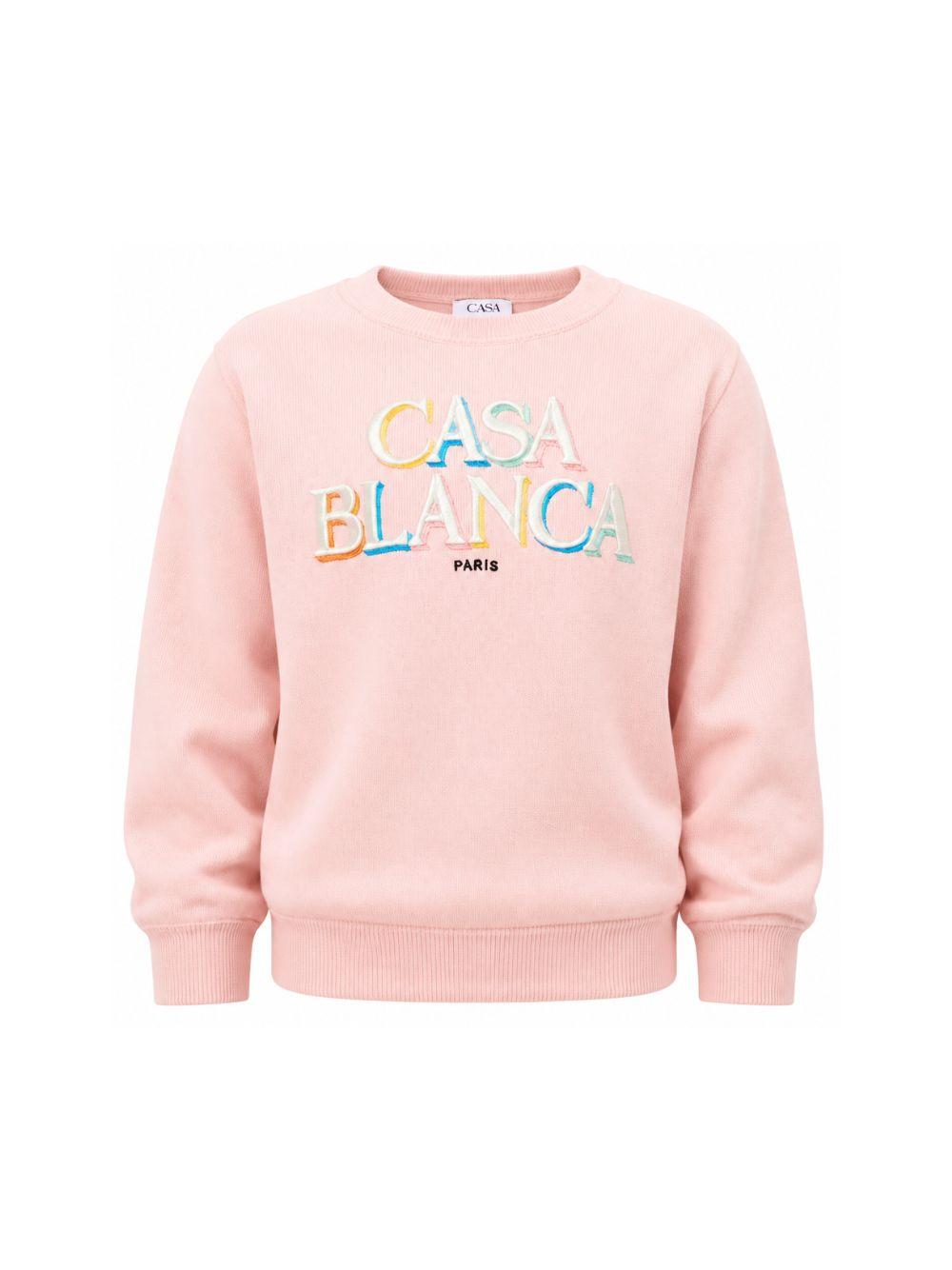 Felpa per bambina Casablanca Kids rosa con ricamo logo KPF26KW151501 STACKED CASABLANCA KIDS