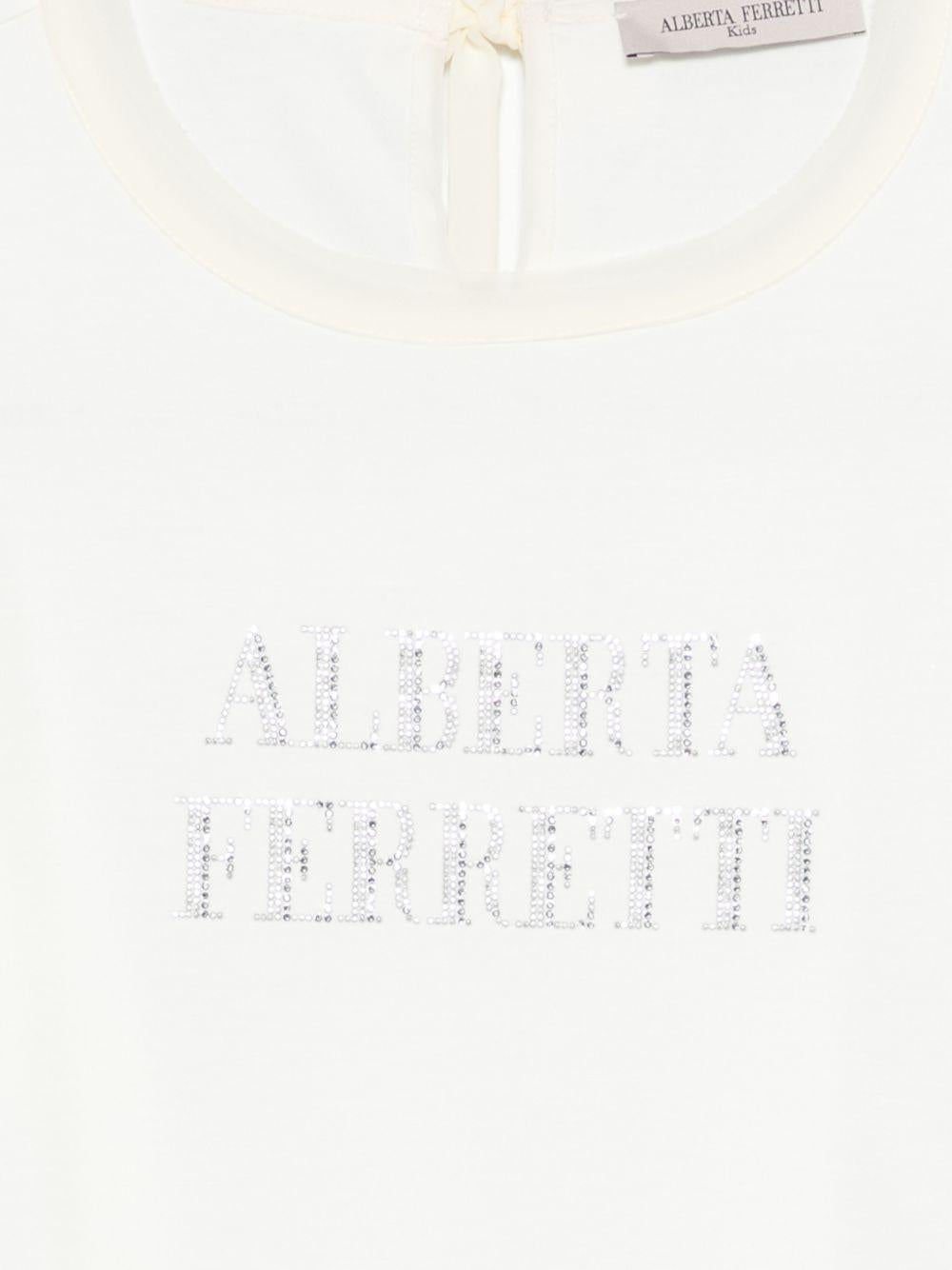 T-shirt per bambina Alberta Ferretti Kids bianca con logo sul davanti R1G600 7120 0001 ALBERTA FERRETTI KIDS