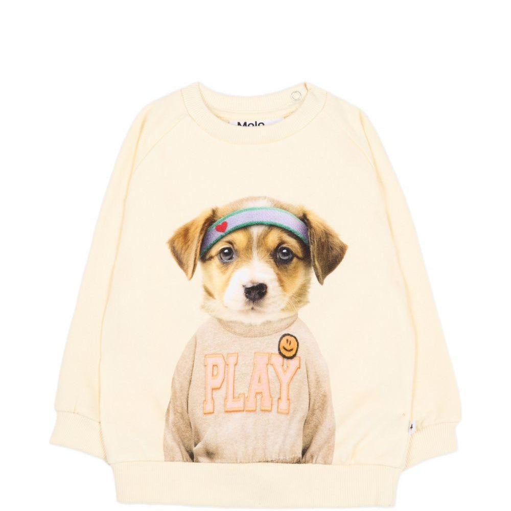 Felpa neonato Molo Kids beige con stampa grafica cane 4W26J201 5798 MOLO KIDS