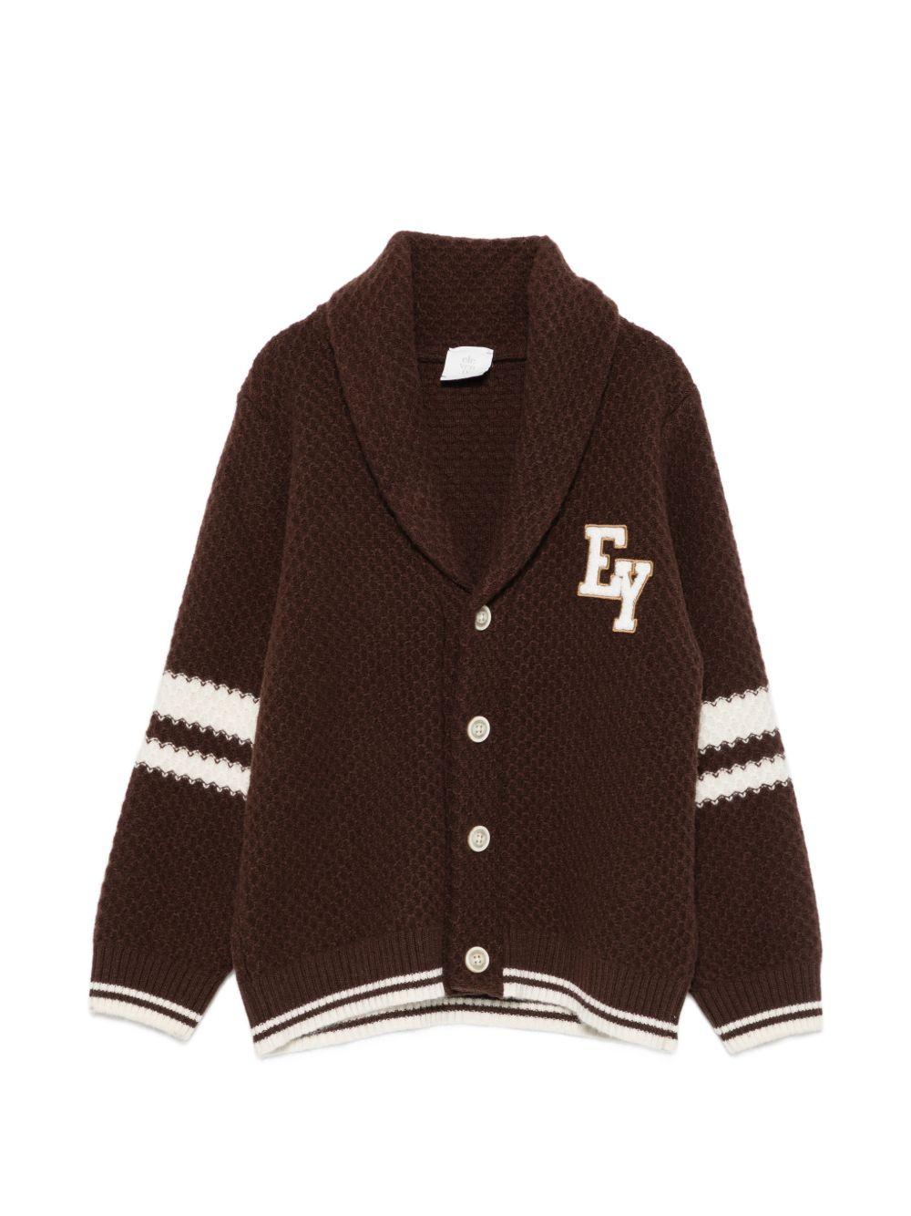 Maglione per bambino Eleventy Kids marrone con logo ricamato sul davanti EZ9H60 Z3404 320AV ELEVENTY KIDS