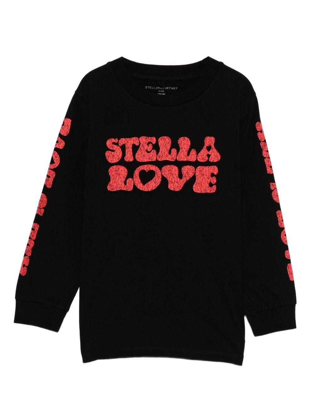 T-shirt per bambini Stella McCartney nera con stampa grafica frontale TX8C20 Z0434 961 STELLA McCARTNEY KIDS