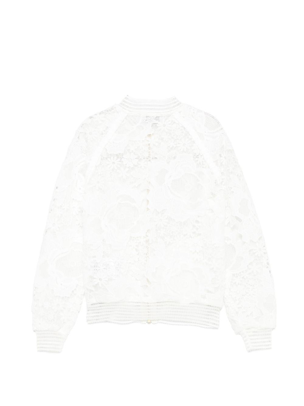 Giubbino per bambina Roberto Cavalli Kids bianco con pizzo floreale CGP26135GB WHITE ROBERTO CAVALLI KIDS