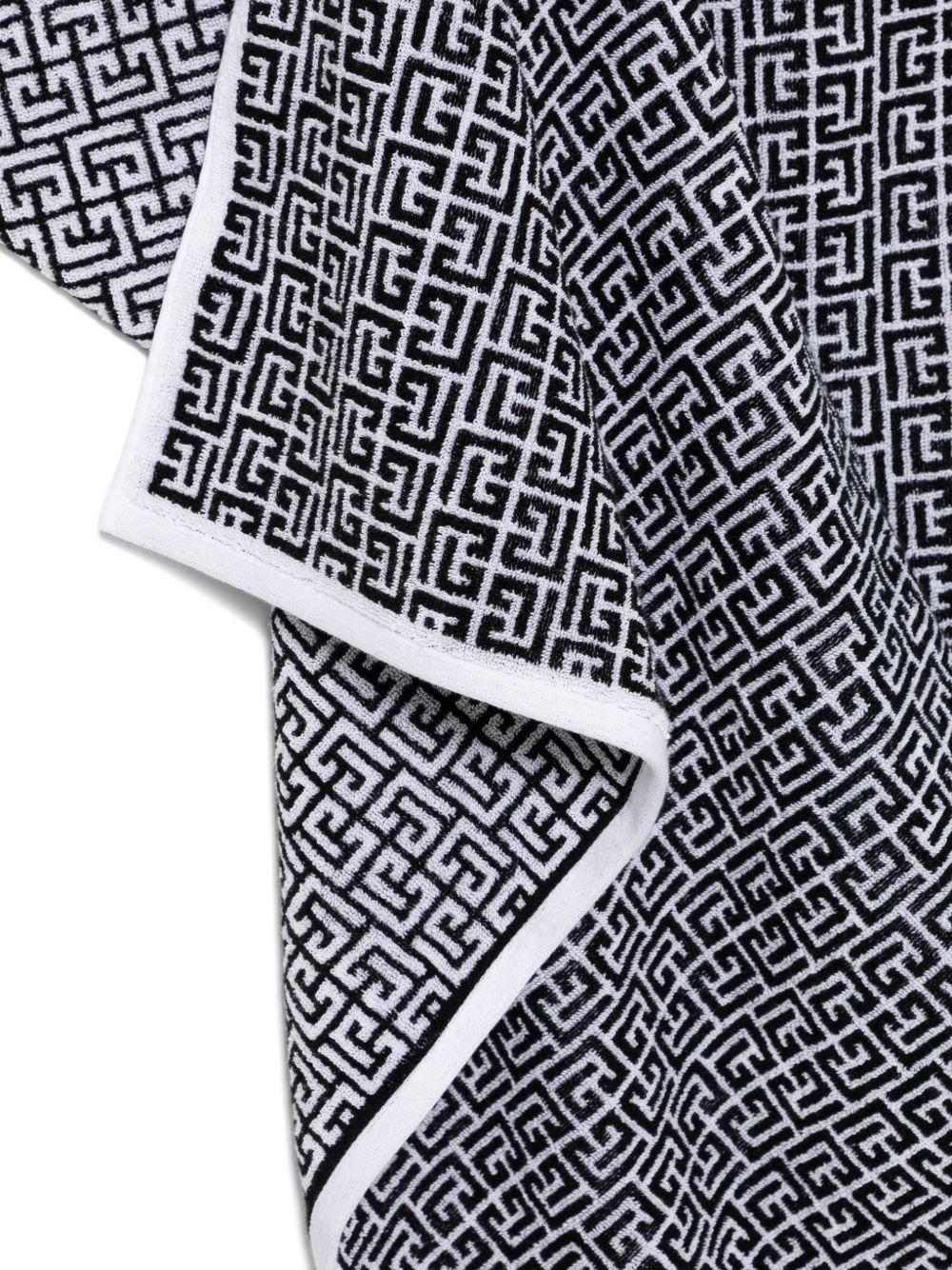 Telo mare per bambini Balmain Kids bianco e nero con stampa geometrica all-over BYCP40 Z2228 100NE BALMAIN KIDS
