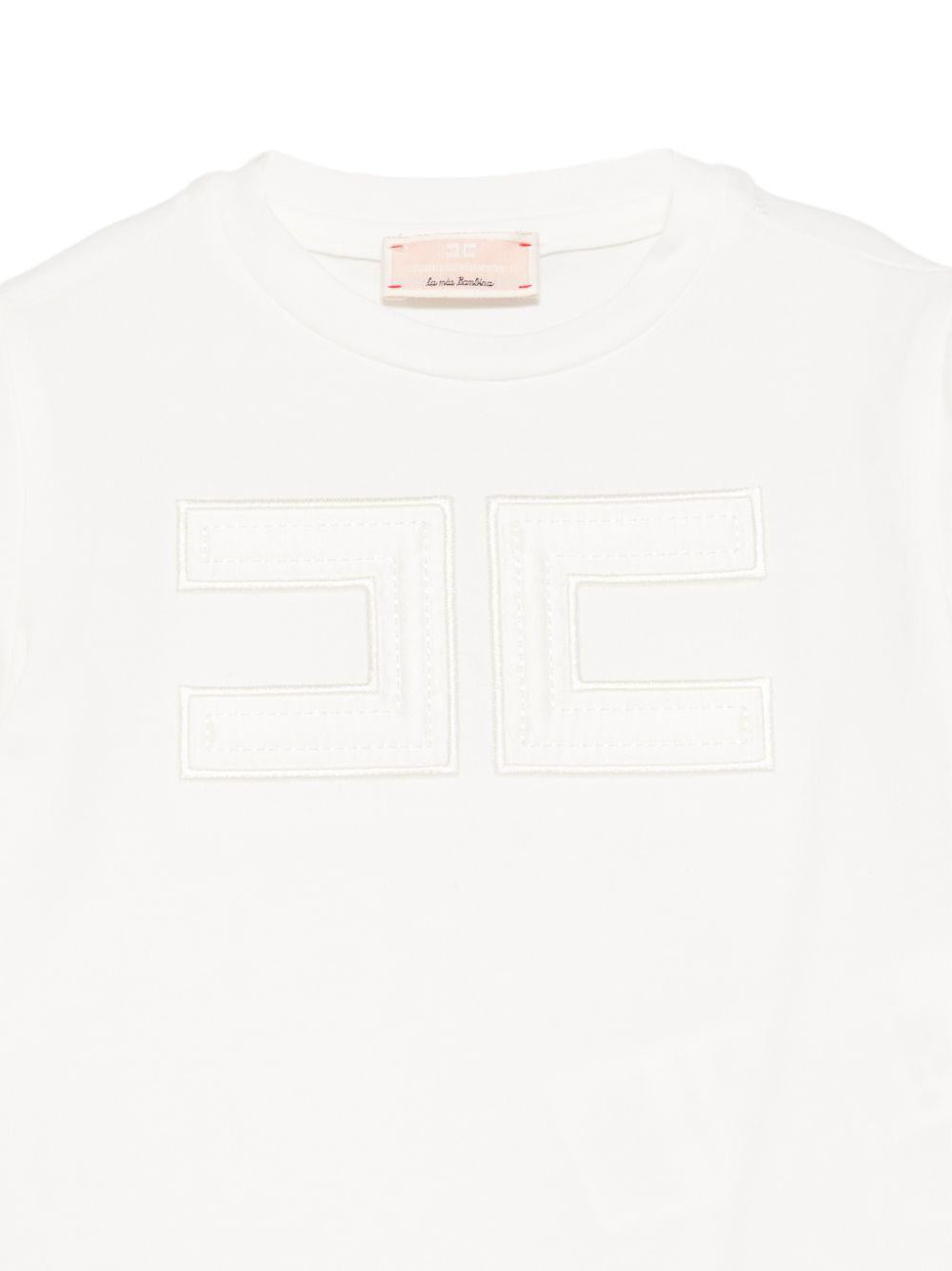 T-shirt per neonata Elisabetta Franchi La Mia Bambina bianca con dettaglio logo EGTS1100JE006 0195 ElISABETTA FRANCHI KIDS