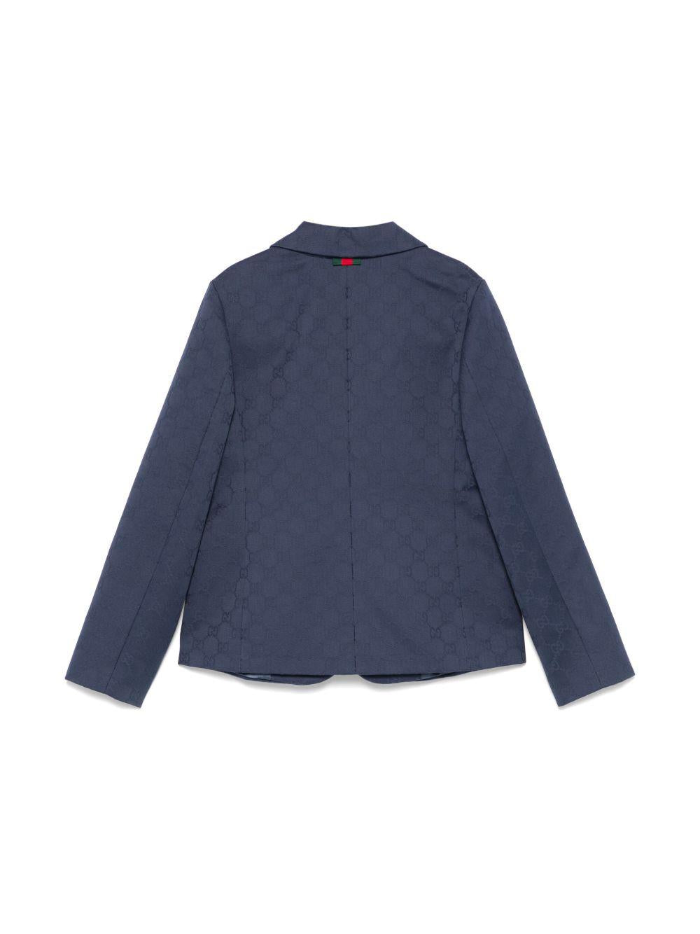 Blazer per bambino Gucci Kids blu con logo GG in cotone 812554 XWA3G 4843 GUCCI KIDS