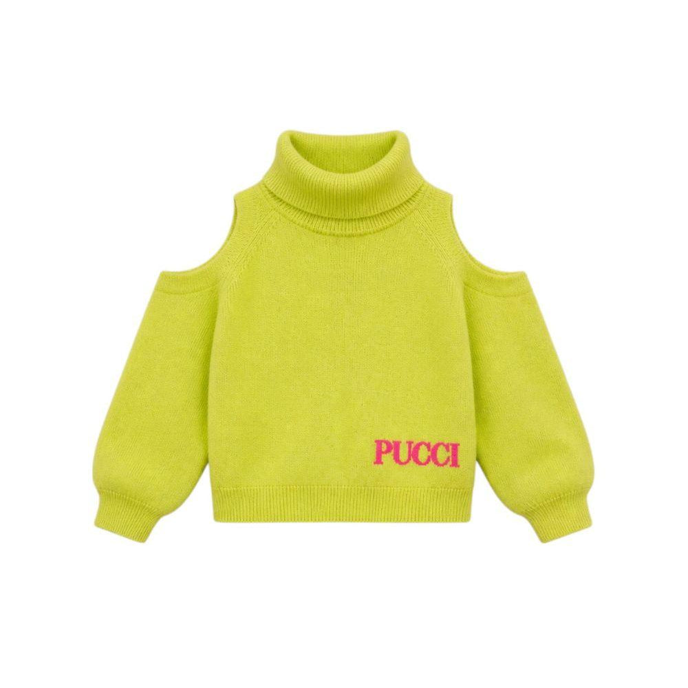 Maglione per bambina Emilio Pucci Kids verde con logo ricamato sul davanti PZ9A00 Z2362 784 EMILIO PUCCI KIDS