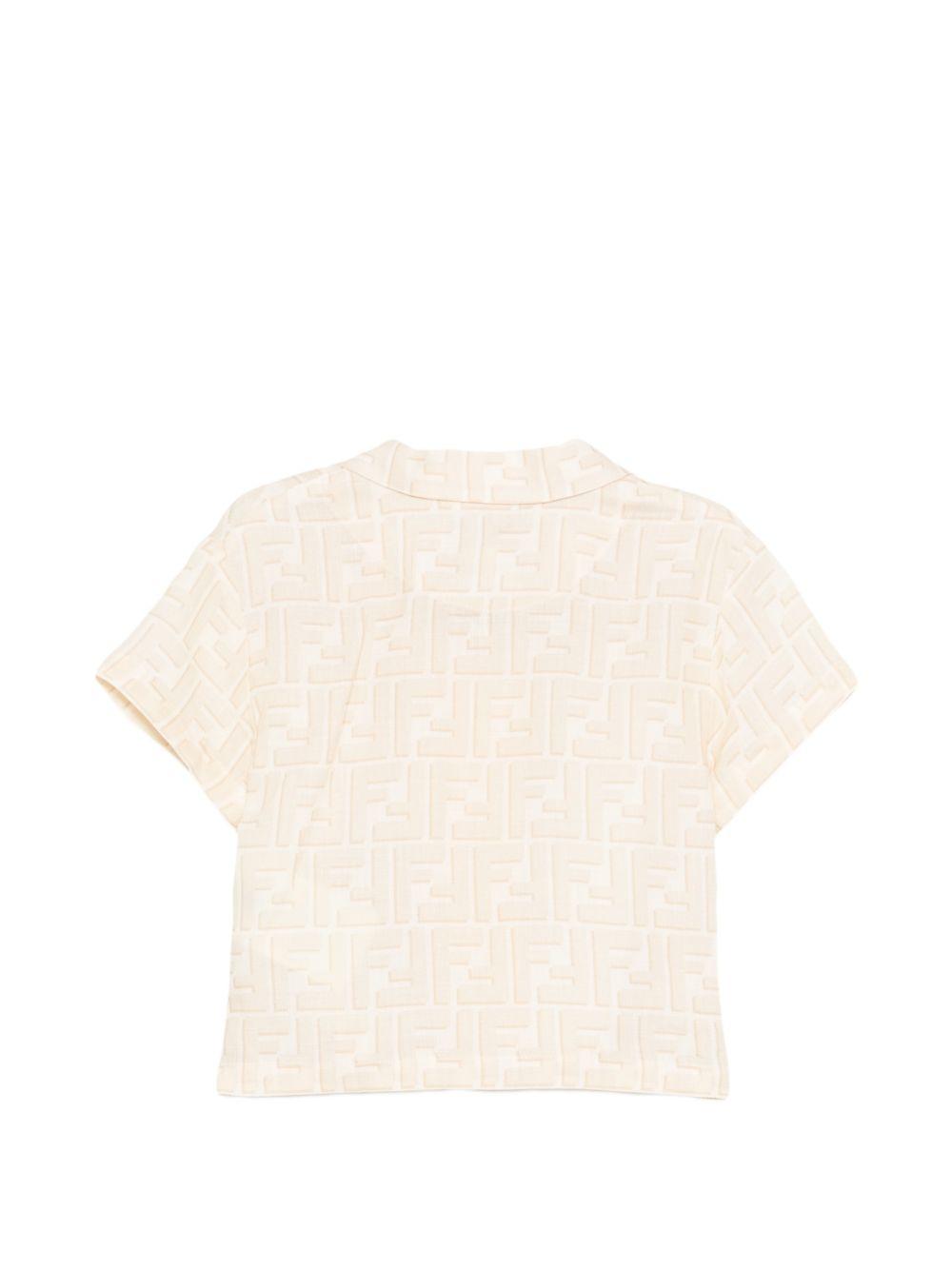 Camicia per neonato Fendi Kids beige con logo jacquard all-over BUC013 AY8C F1P2N FENDI KIDS
