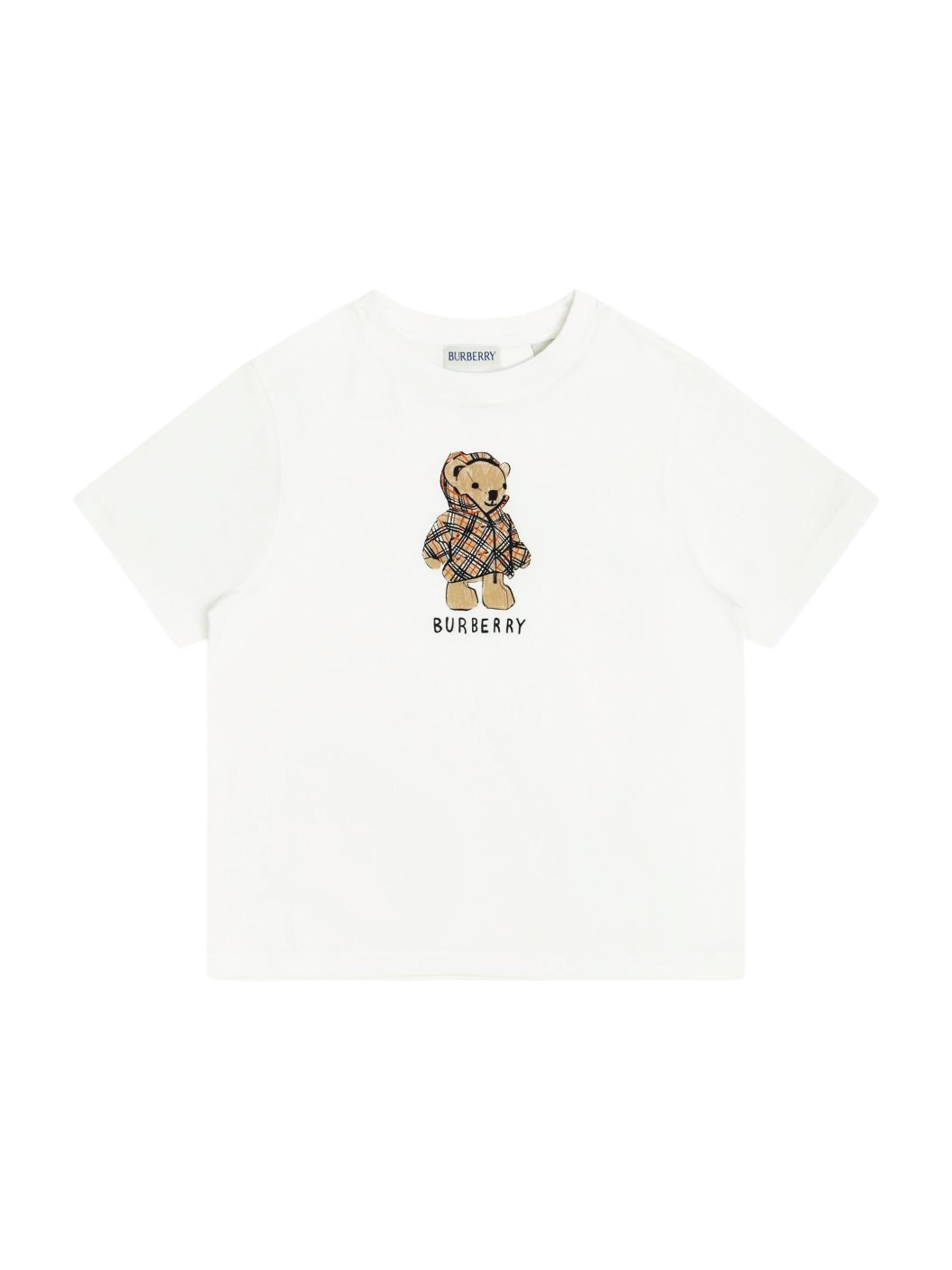 T-shirt per bambino Burberry Kids bianca con stampa grafica orsacchiotto 8117538 A1464 BURBERRY KIDS