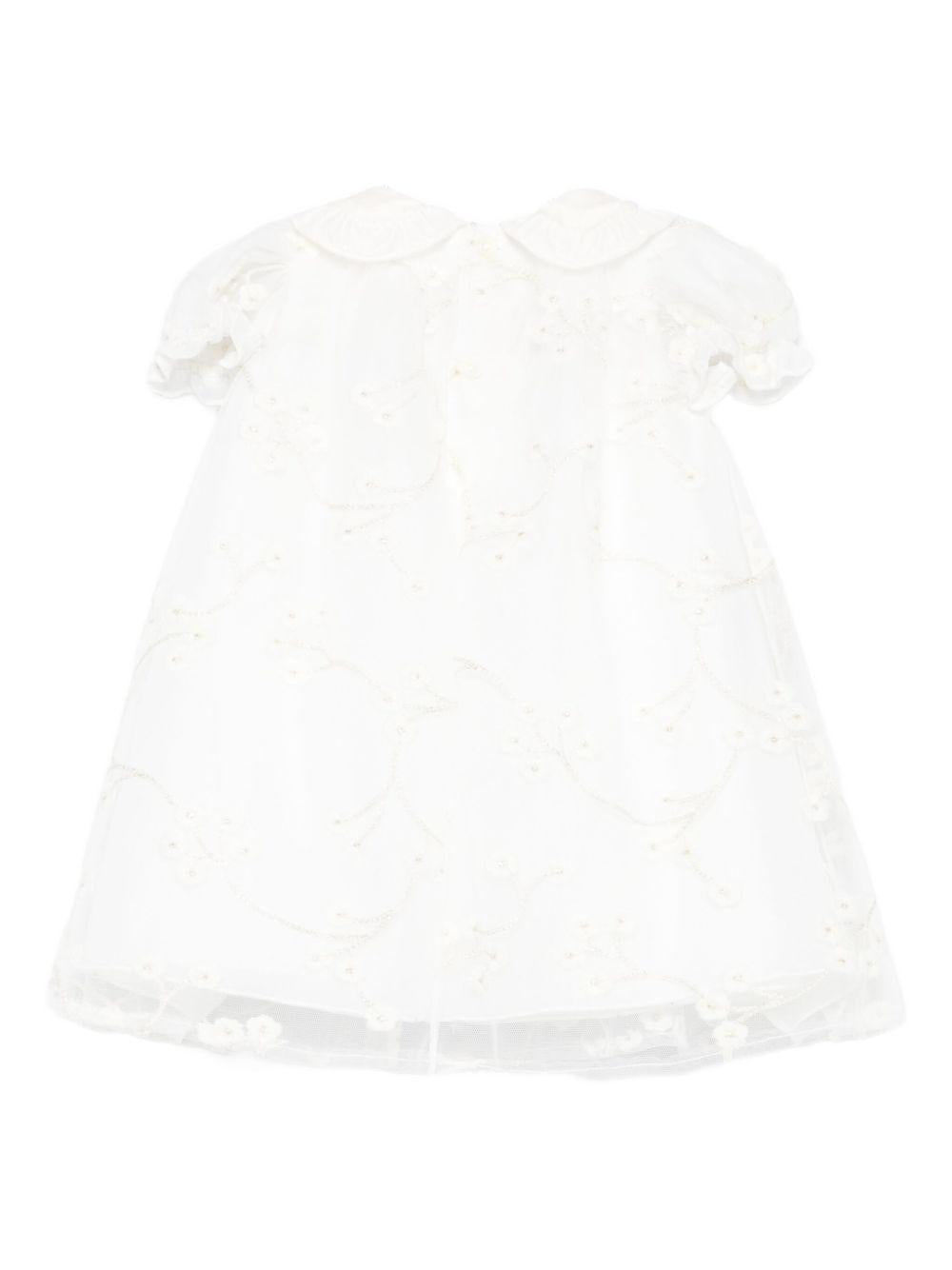 Abito per neonata La Stupenderia bianco con colletto alla Peter Pan 1CCAB20 X28 LA STUPENDERIA