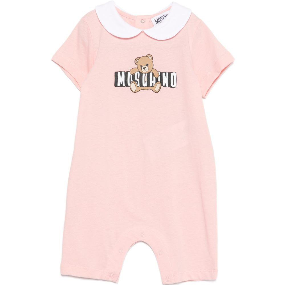 Tutina per neonata Moschino Kids rosa con colletto alla Peter Pan MNY03YLAA03 50209 MOSCHINO KIDS