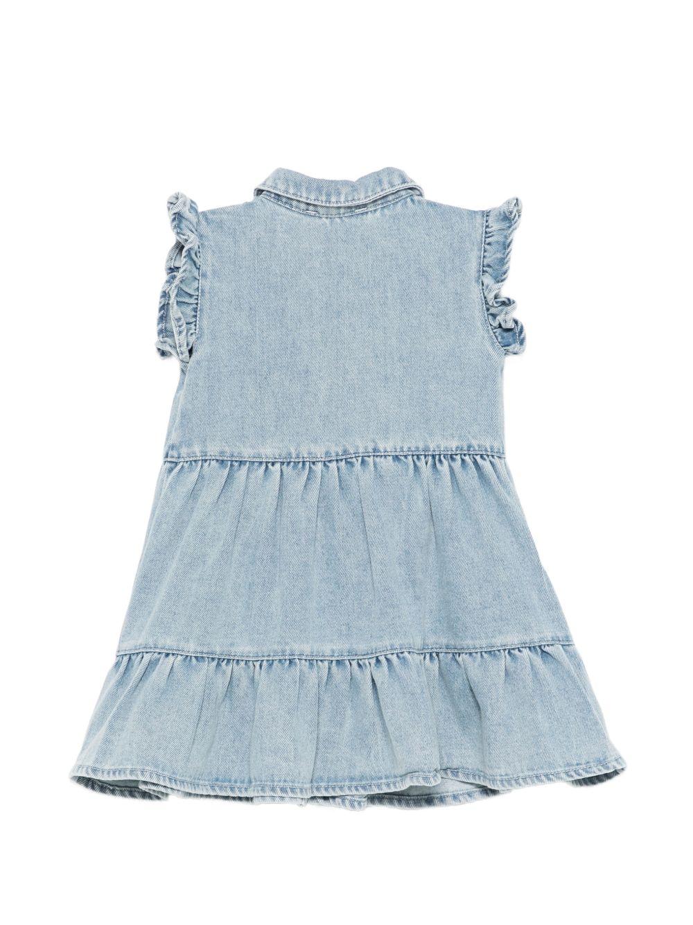 Abito per neonata Moschino Kids in denim con design a strati MDV0D9L0E34 40186 MOSCHINO KIDS