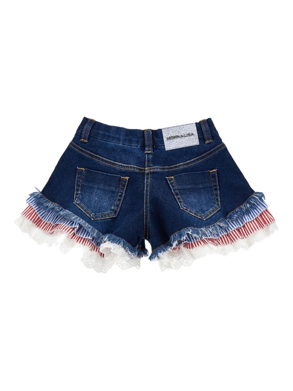 Shorts per bambina Monnalisa in denim con applicazione 19G401 7015 0055 MONNALISA KIDS