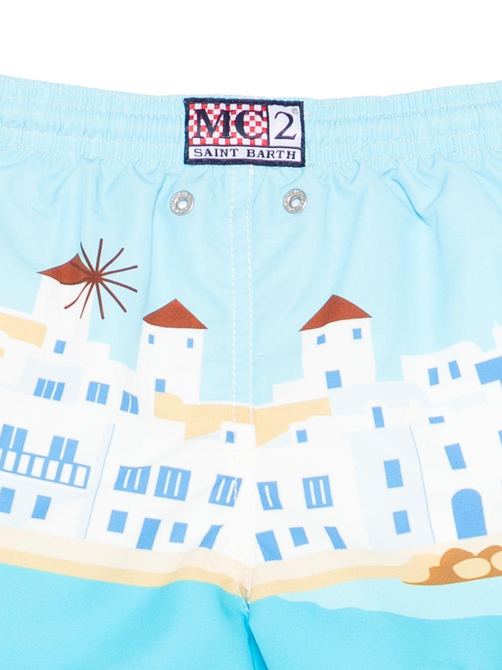 Costume da bagno per bambino MC2 Saint Barth Kids azzurro con stampa grafica Mykonos HAI0001 02284L MC2 ST. BARTH KIDS