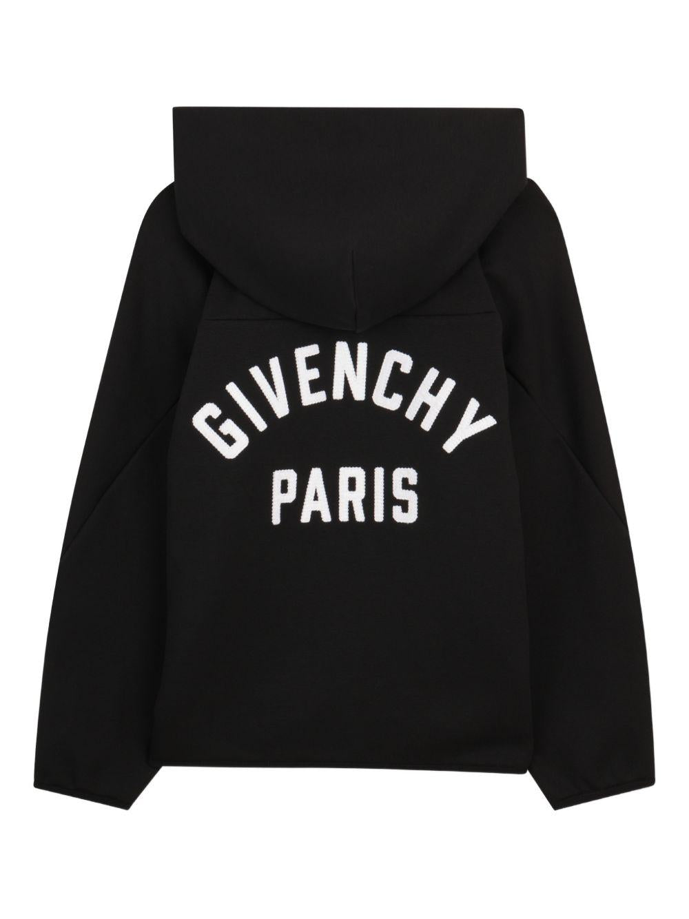 Felpa per bambino Givenchy Kids nera con cappuccio e zip H31097 09B GIVENCHY KIDS