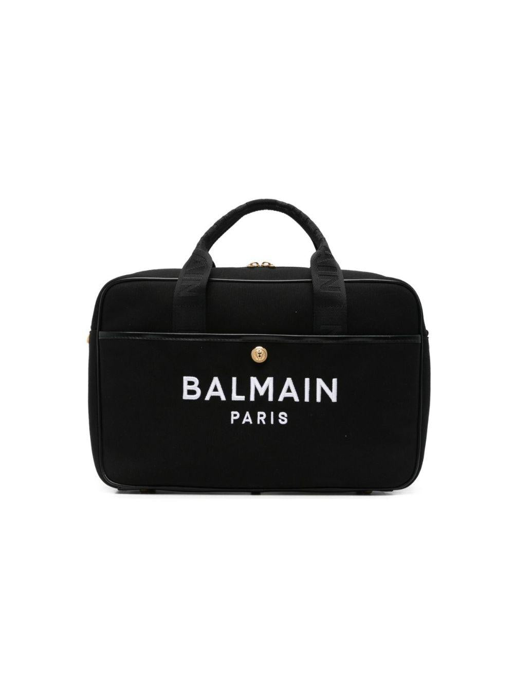 Borsa fasciatoio per neonati Balmain Kids nera con logo sul davanti BZ0508 Z0042 930BC BALMAIN KIDS