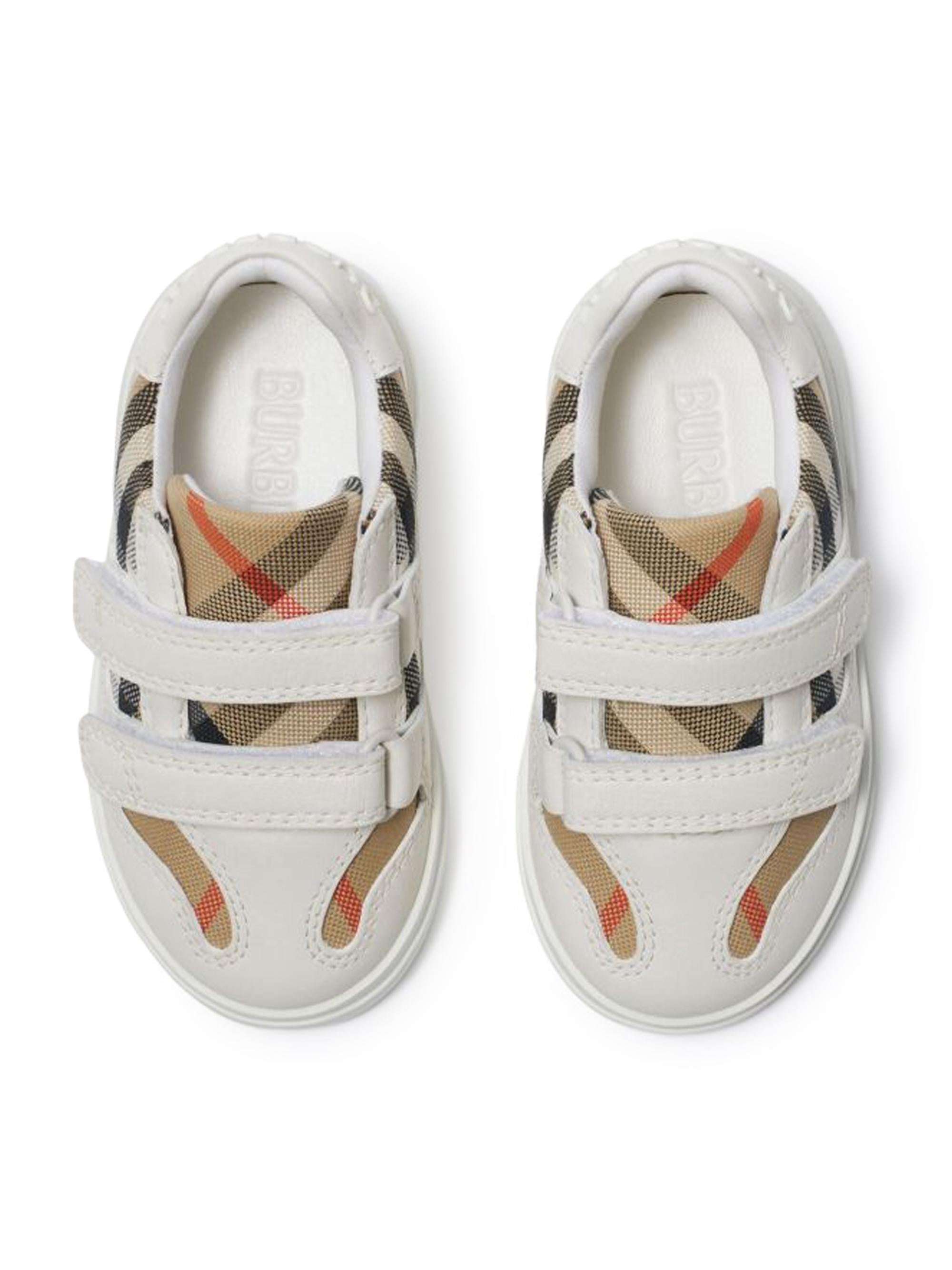 Sneakers per neonati Burberry Kids bianco con chiusura a strappo 8095821 B9368 BURBERRY KIDS