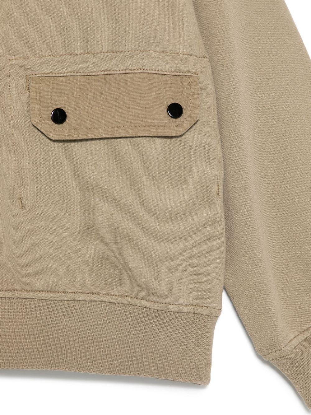 Felpa con logo ricamato per bambino C.P. Company Kids beige con tasca frontale CUF015LCC02 20262 C.P.COMPANY KIDS