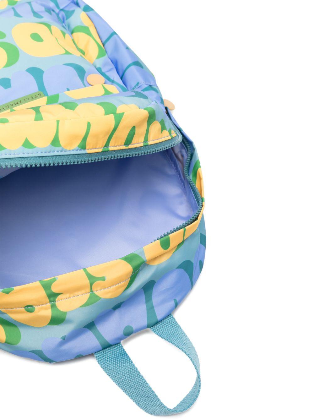 Zaino graffiti per bambini Stella McCartney Kids azzurro con scritte all-over TY0P18 Z3524 642MC STELLA McCARTNEY KIDS
