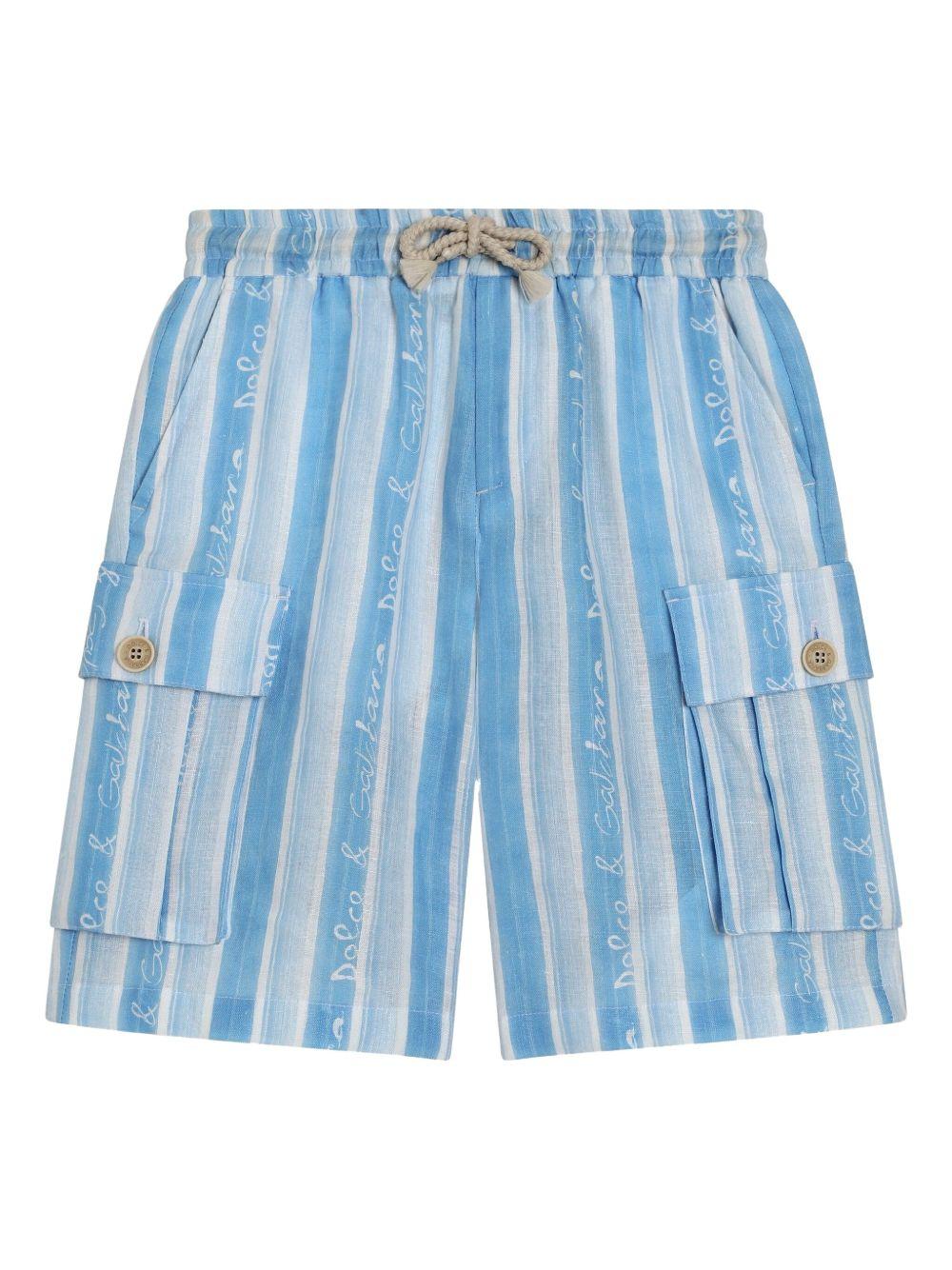 Shorts per bambino Dolce & Gabbana Kids azzurro con design a righe L43Q64 FS4HU HA5JS DOLCE & GABBANA KIDS