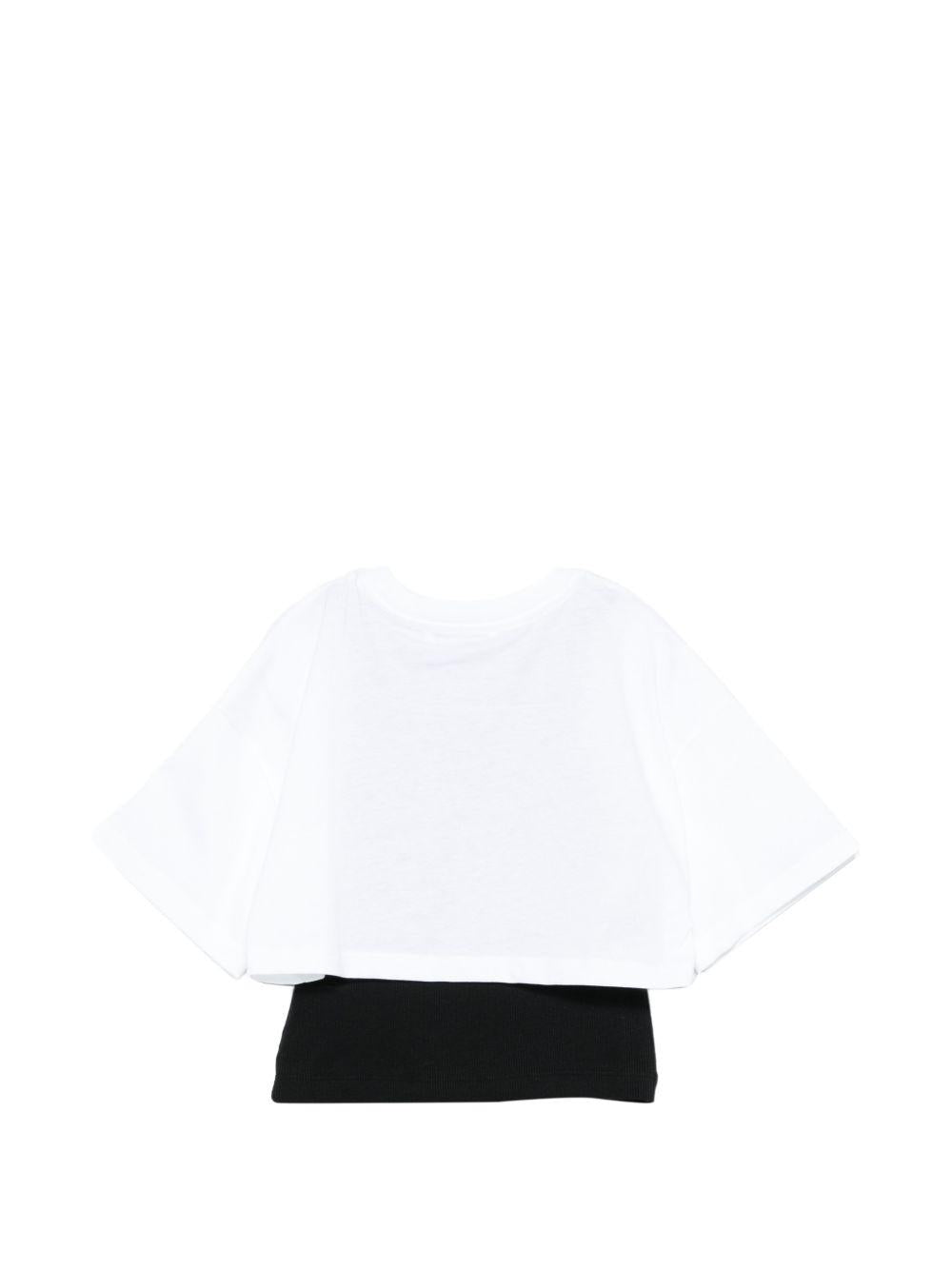 T-shirt per bambina MSGM Kids bianca con logo-toppa S6MSJGTH092 001 MSGM KIDS