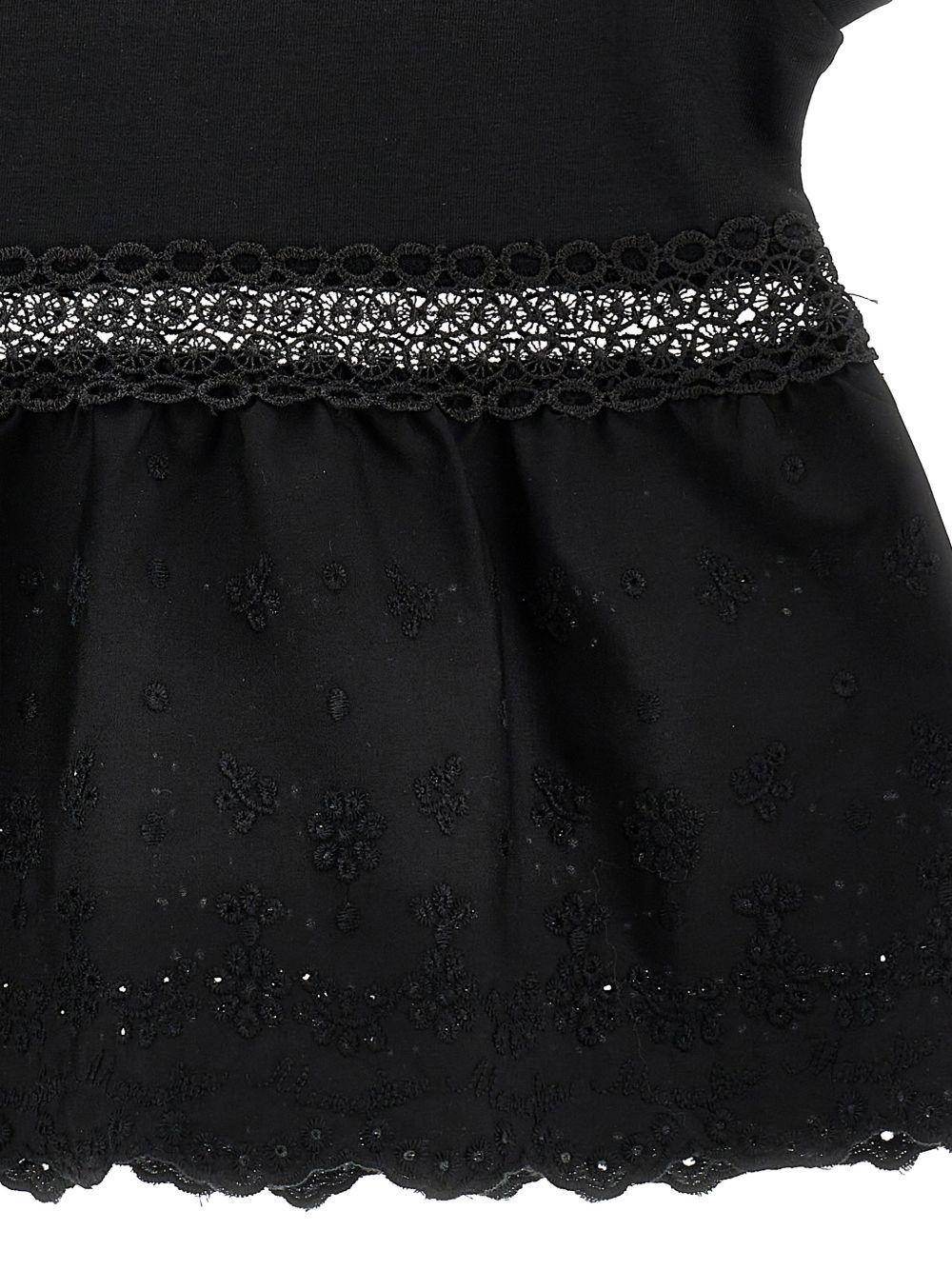 Blusa per bambina Monnalisa nera con finitura in pizzo 17G604 7005 0050 MONNALISA KIDS