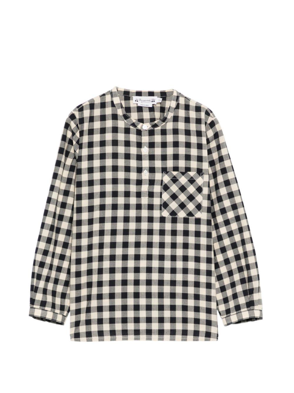 Camicia per bambino Bonpoint bianca e nera con design a quadri S06BSHW00010 894 BONPOINT KIDS