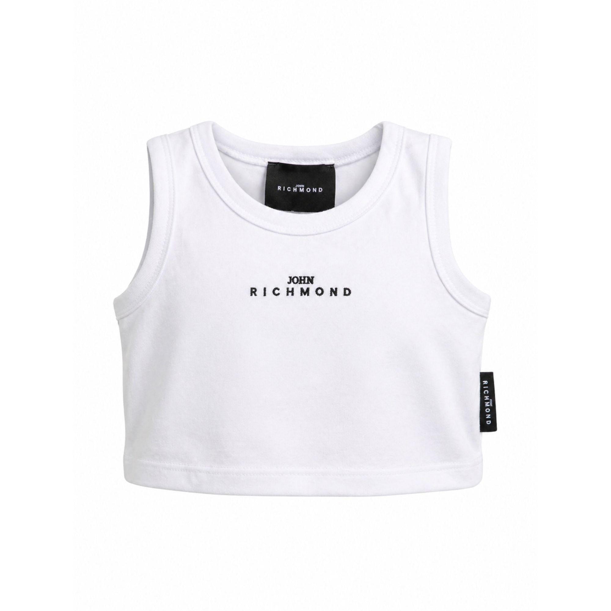 Top per bambina John Richmond Junior bianca con logo ricamato RGP26172CN WHITE JOHN RICHMOND KIDS