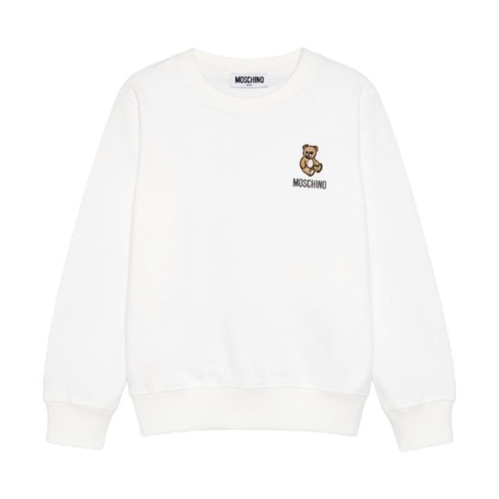 Felpa per bambini Moschino Kids bianco con ricamo Teddy Bear HUF09XLCA19 10063 MOSCHINO KIDS