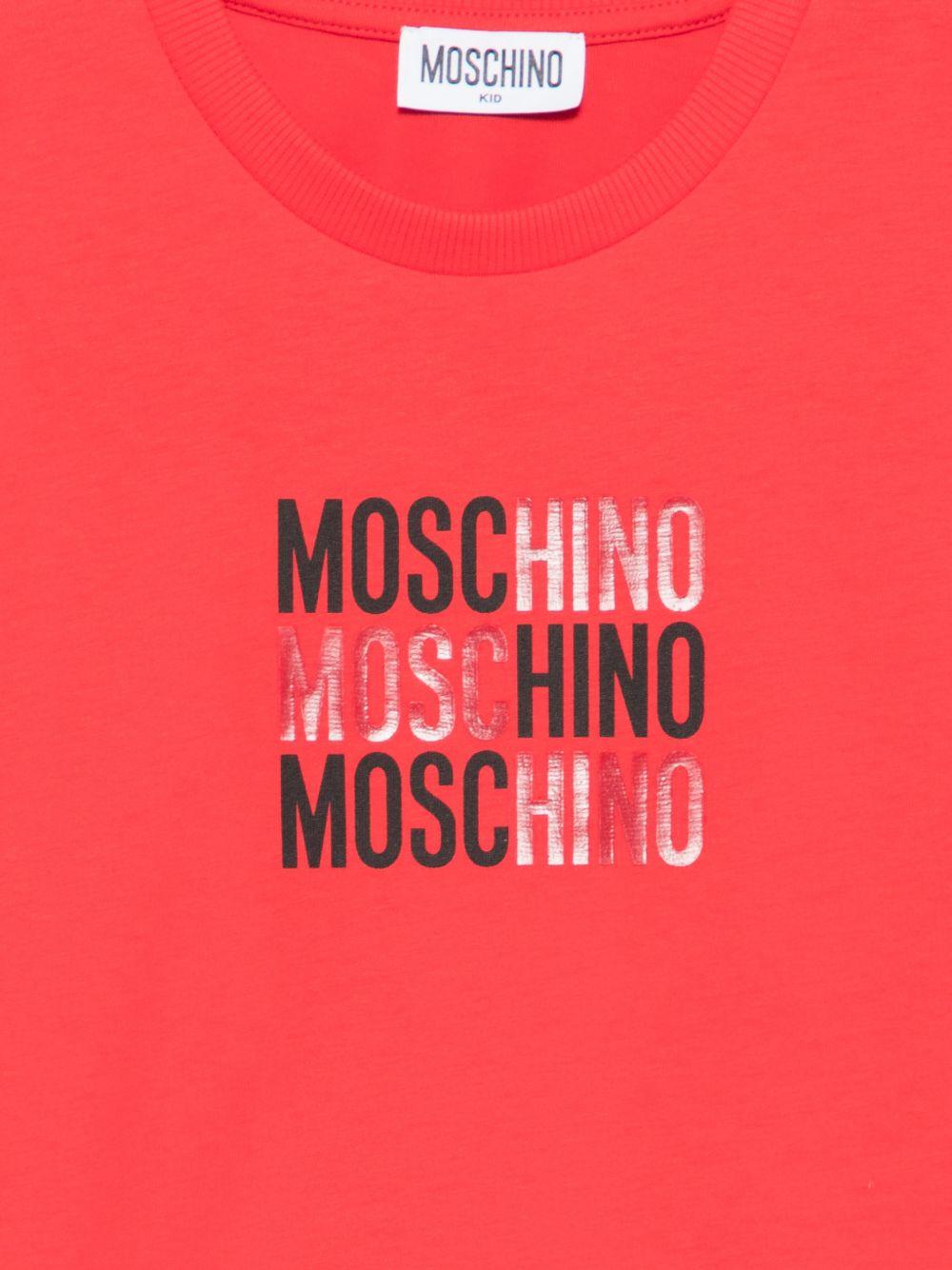 T-shirt per basmbino Moschino Kids rossa con stampa grafica H5M05GLAA23 50109 MOSCHINO KIDS