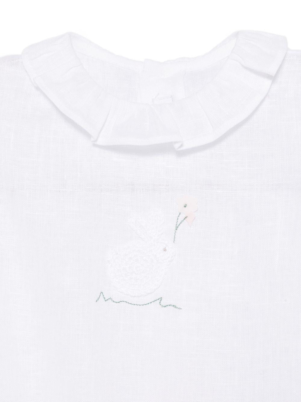 Tutina per neonati Il Gufo bianca con colletto a balze P26GPQ0005L0002 010 IL GUFO