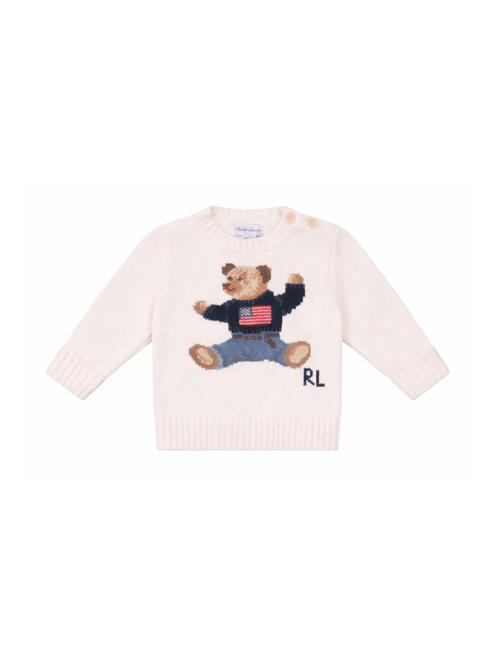 Maglione per neonato Polo Ralph Lauren Kids bianca con stampa grafica sul davanti<BR/> 320669571 003 Ralph Lauren kids