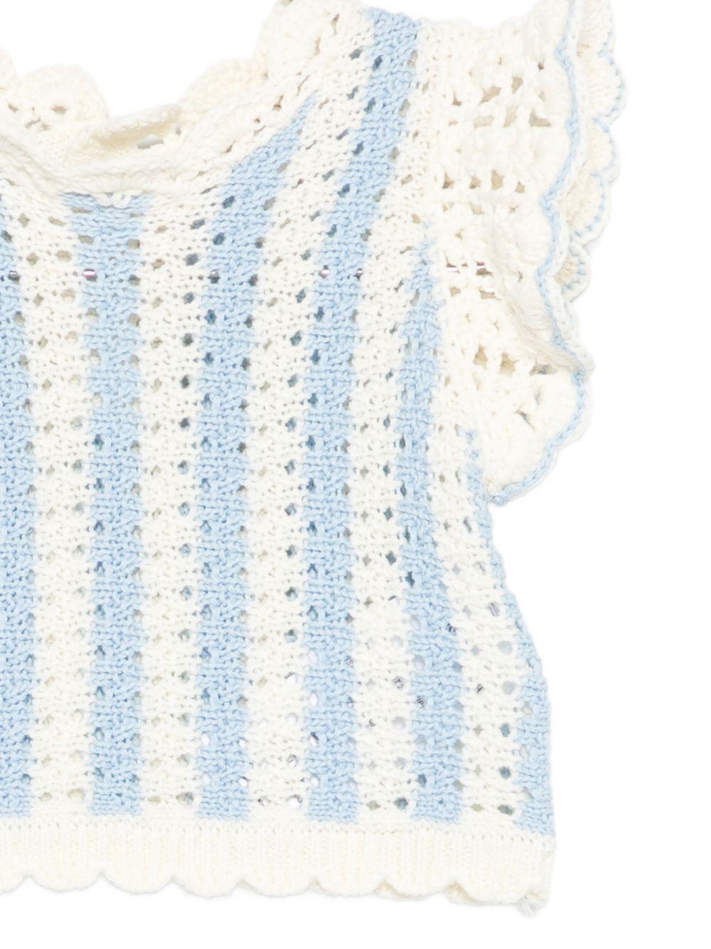 T-shirt per neonata Louise Misha Kids multicolor con lavorazione a uncinetto FRC-S26-T0148 BLUE LOUISE MISHA