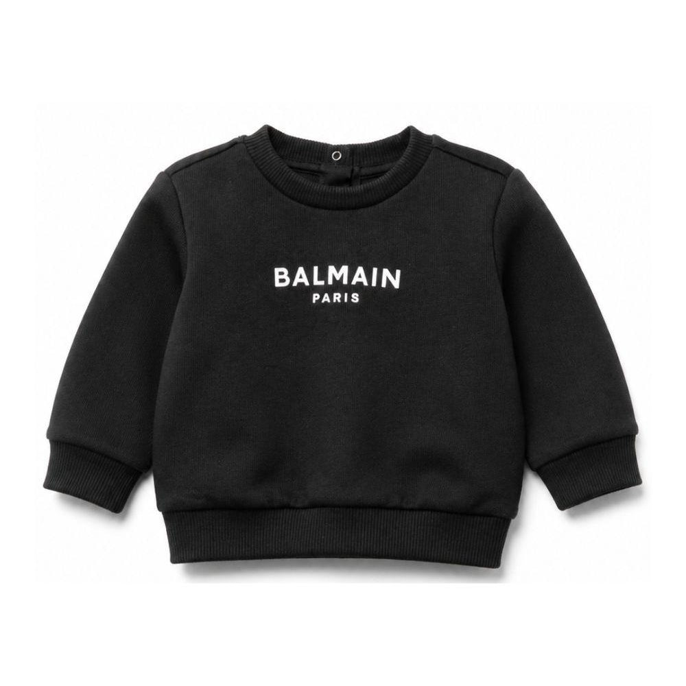 Felpa per neonati Balmain Kids nera con logo sul davanti BY4580 Z3183 930BC BALMAIN KIDS