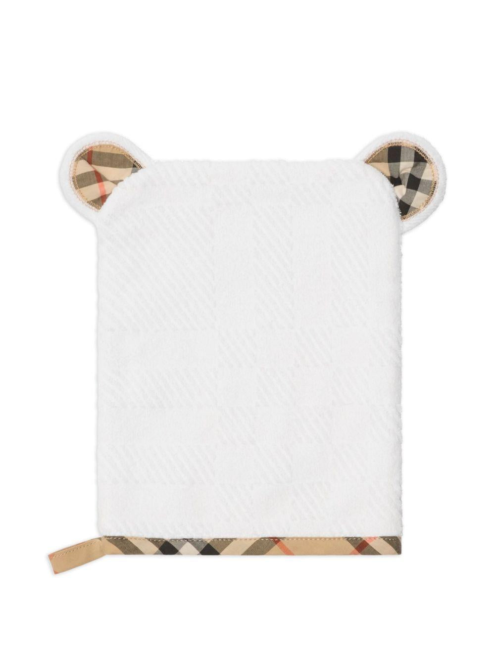 Set guanto e asciugamano per neonati Burberry Kids bianco con motivo vintage check 8117960 A1464 BURBERRY KIDS