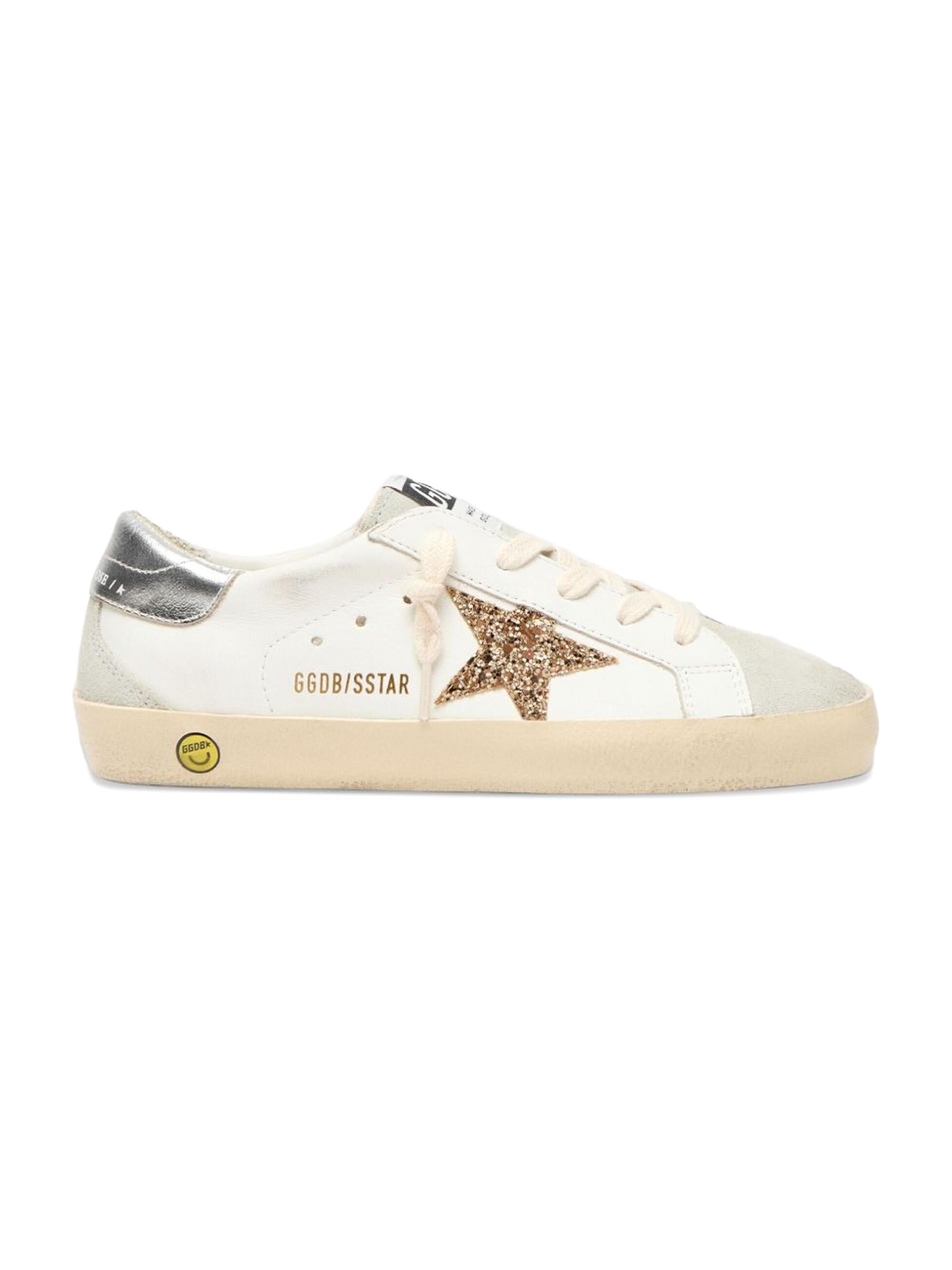Sneakers in pelle per bambina Golden Goose Kids bianco con stella glitter F00102F008030 10417 GOLDEN GOOSE KIDS