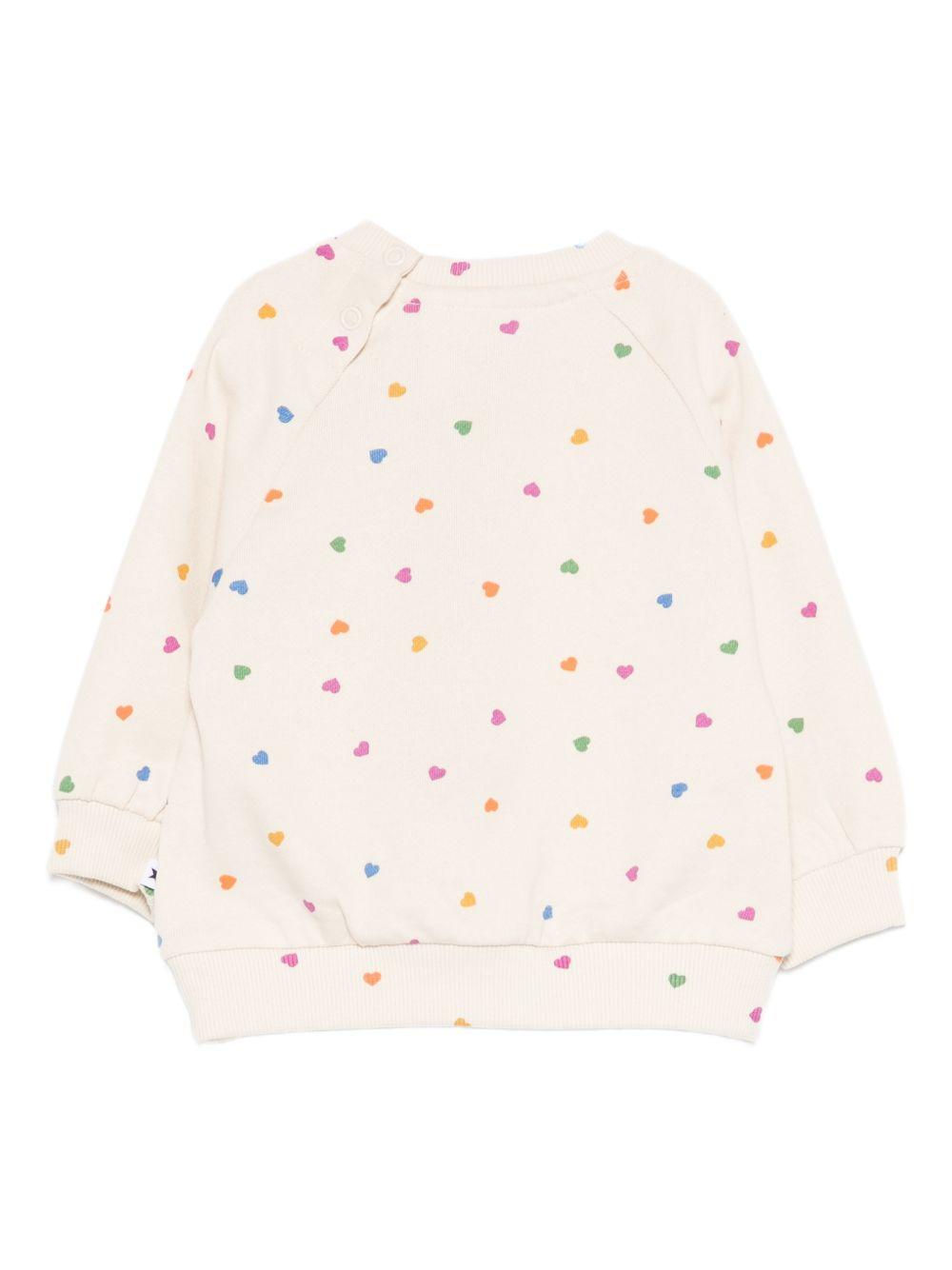 Felpa per neonata Molo bianca con stampa cuoricini all-over 6S26J203 9537 MOLO KIDS