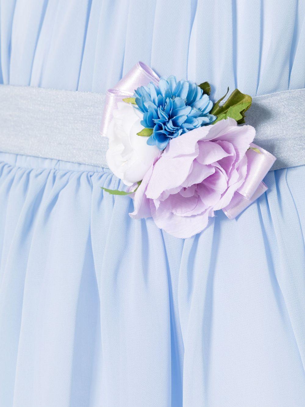 Abito per bambina Colorichiari azzurro con applicazione a fiori FB108025 4836 50 COLORICHIARI