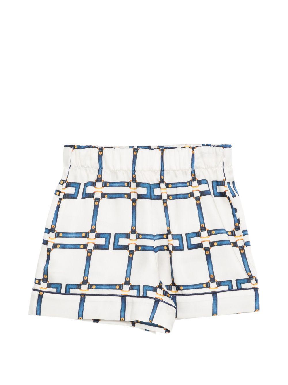 Shorts per bambina Elisabetta Franchi La Mia Bambina bianco con motivo grafico EFBE0820TVE02 0072 ElISABETTA FRANCHI KIDS