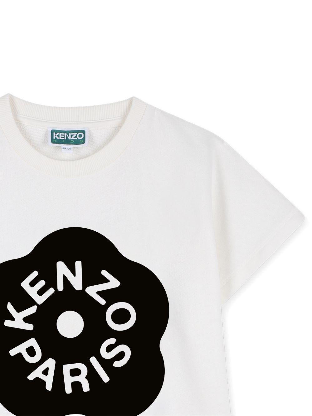Abito per bambina Kenzo Kids bianco con dettaglio logo sul davanti K61794 117 KENZO KIDS