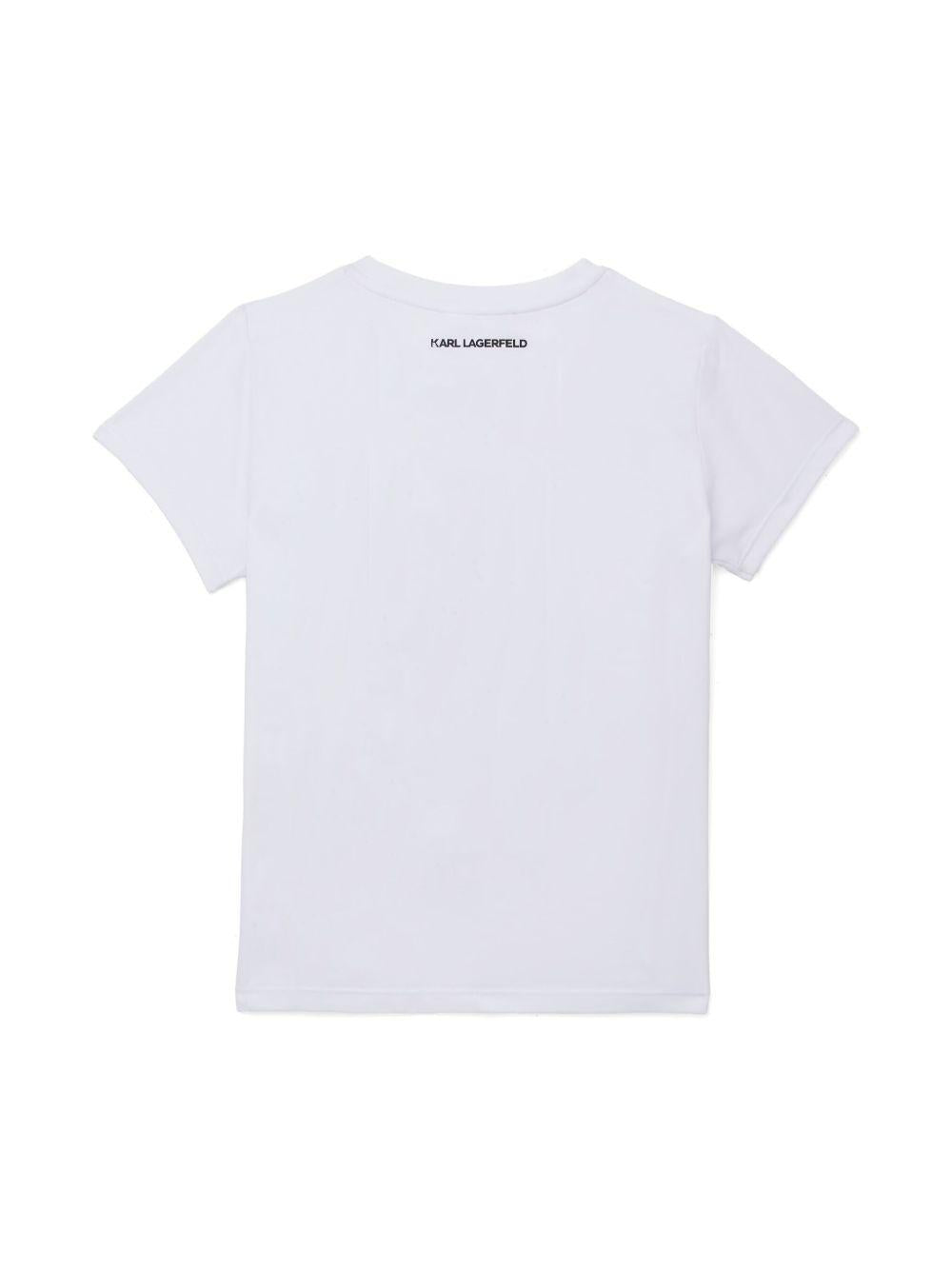 T-shirt per bambino Karl Lagerfeld Kids Karl Café bianco con stampa sul davanti Z30494 10P KARL LAGERFELD KIDS